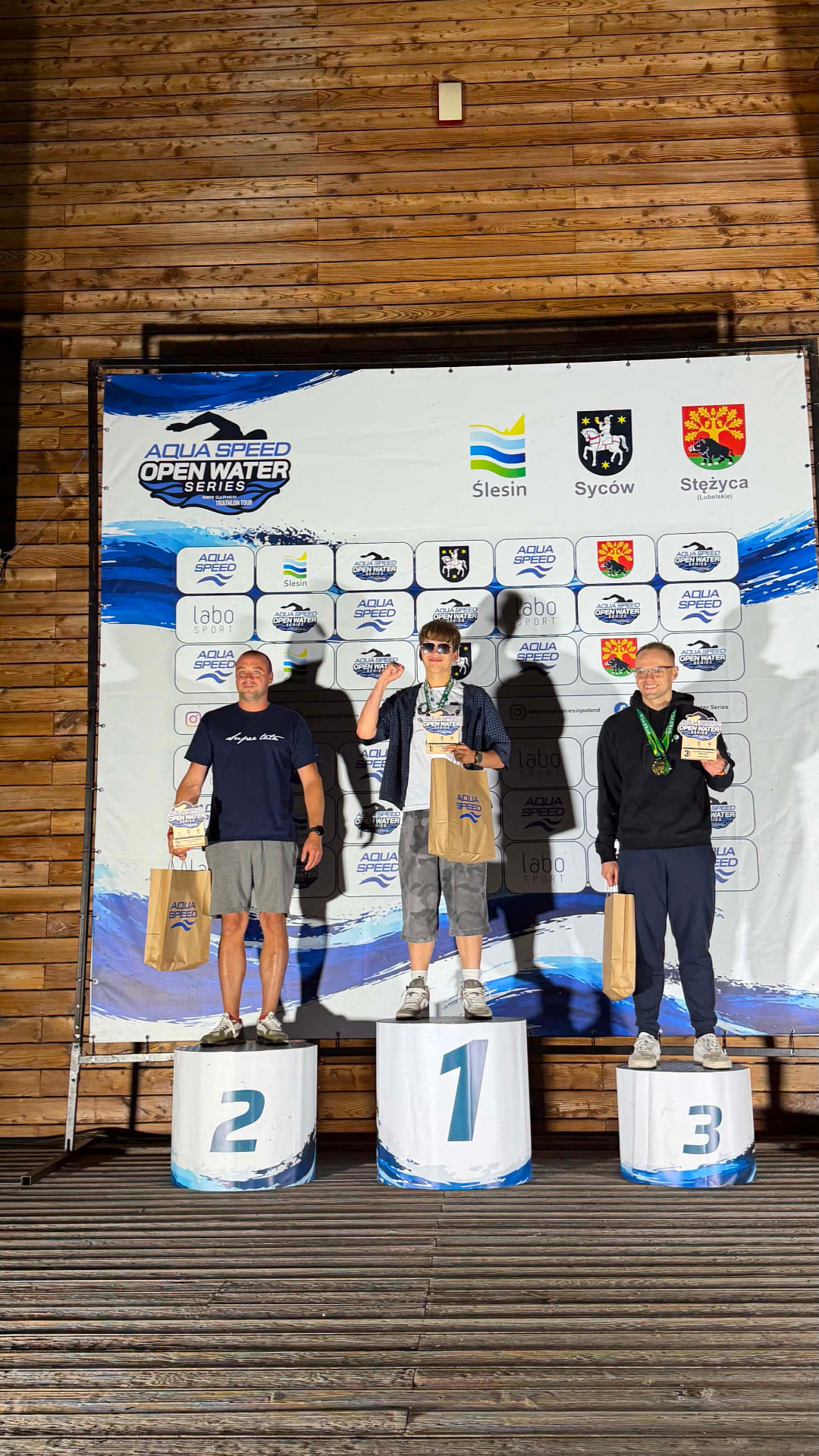 Podium zawodów Aqua Speed Open Water Series